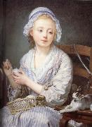 Jean-Baptiste Greuze The wool Winder painting